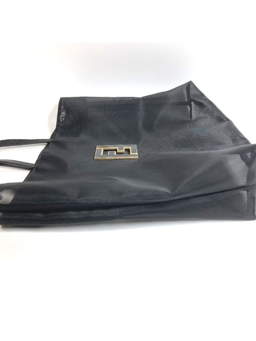 Fendi Handbag FF Logo Mesh Leather Black - Picture 2 of 9